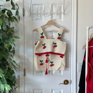 Cherry Crotchet Two Piece Skirt Set